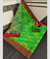 green colour uppada cotton sarees with All over Ikkat design