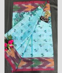 blue colour uppada cotton sarees with Kanchi Border design