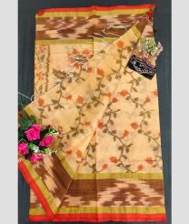 brown colour uppada cotton sarees with Kanchi Border design