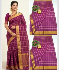 purple colour uppada cotton sarees with All over Checks design