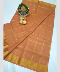 brown colour uppada cotton sarees with All over Checks design
