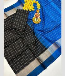 sky blue and charcoal colour uppada pattu sarees with All over Checks design