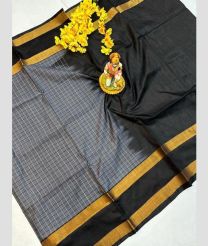 gray and black colour uppada pattu sarees with All over Checks design
