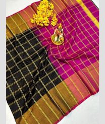 purple and black colour uppada pattu sarees with All over Checks design