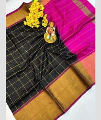 black and purple colour uppada pattu sarees with All over Checks design