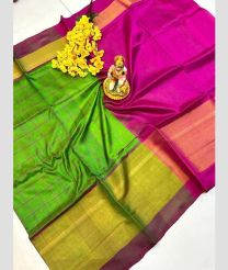 purple and green colour uppada pattu sarees with Plain design