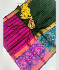purple and dark green colour uppada pattu sarees with All over Checks design