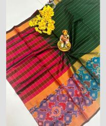 red and dark green colour uppada pattu sarees with All over Checks design