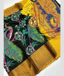 brown and charcoal colour uppada pattu sarees with All over Floral Printed design