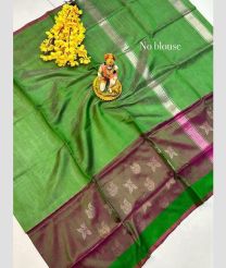 olive green colour uppada pattu sarees with All over Checks design