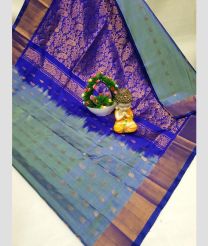 brown and teal colour uppada pattu sarees with All over Nakshtra Buttas design
