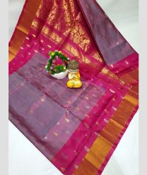 brown and gray colour uppada pattu sarees with All over Nakshtra Buttas design
