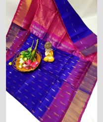 navy blue and pink colour uppada pattu sarees with All over Nakshtra Buttas design