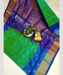 green and blue colour uppada pattu sarees with All over Nakshtra Buttas design