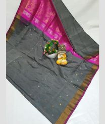 gray and pink colour uppada pattu sarees with All over Nakshtra Buttas design