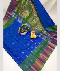 blue colour uppada pattu sarees with All over Nakshtra Buttas design
