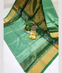 cyan and brown colour uppada pattu sarees with All over Nakshtra Buttas design
