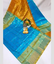 sky blue and gold colour uppada pattu sarees with All over Nakshtra Buttas design