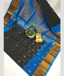 charcoal and silver colour uppada pattu sarees with All over Nakshtra Buttas design
