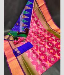 pink colour uppada pattu sarees with All over Pochampally design
