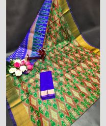 light green colour uppada pattu sarees with All over Pochampally design