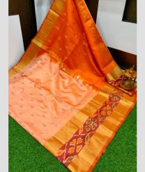 orange and pink colour uppada pattu sarees with All over Nakshtra Buttas design