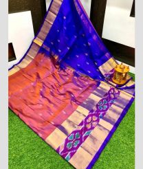 navy blue and coral colour uppada pattu sarees with All over Nakshtra Buttas design