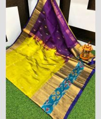 lime and purple colour uppada pattu sarees with All over Nakshtra Buttas design