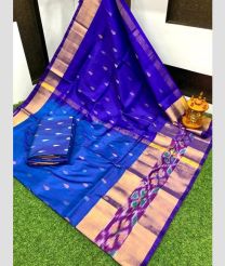 navy blue colour uppada pattu sarees with All over Nakshtra Buttas design