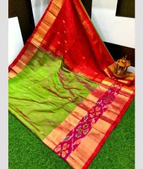 maroon and light green colour uppada pattu sarees with All over Nakshtra Buttas design