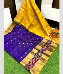 violet and gold colour uppada pattu sarees with All over Nakshtra Buttas design