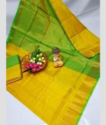 light green and yellow colour uppada pattu sarees with Plain design