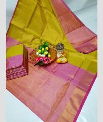 olive green and light purple colour uppada pattu sarees with Plain design