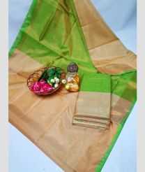 green and cream colour uppada pattu sarees with Plain design