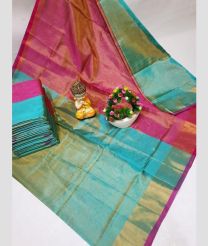 cyan and magenta  red colour uppada pattu sarees with Plain design