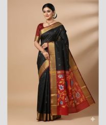 black colour uppada pattu sarees with All over design