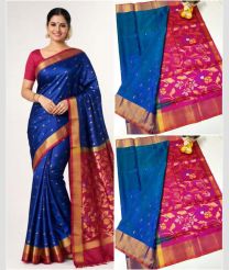 navy blue colour uppada pattu sarees with All over design