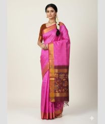 pink colour uppada pattu sarees with All over design