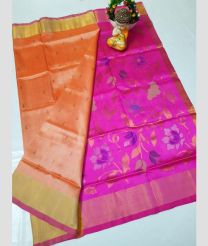 pink and coral colour uppada pattu sarees with All over design