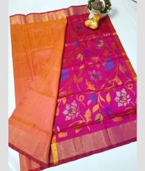magenta red and brown colour uppada pattu sarees with All over design