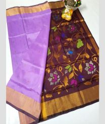 brown colour uppada pattu sarees with All over design