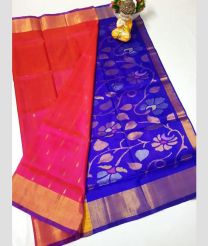 blue and magenta red colour uppada pattu sarees with All over design