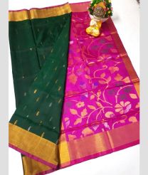 green and coral colour uppada pattu sarees with All over design