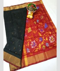 charcoal and magenta red colour uppada pattu sarees with All over design