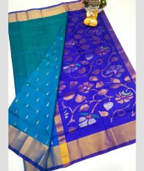 blue and cyan blue colour uppada pattu sarees with All over design