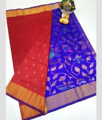 maroon and blue colour uppada pattu sarees with All over design
