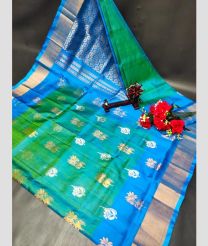 cyan blue colour uppada pattu sarees with All over Buttas design