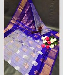gray and brown colour uppada pattu sarees with All over Buttas design