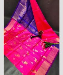 magenta red and silver colour uppada pattu sarees with All over Buttas design