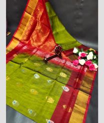 olive green colour uppada pattu sarees with All over Buttas design